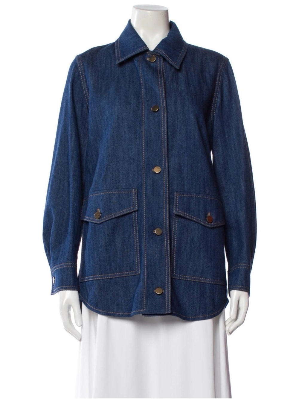 Akris Punto Dark Blue Denim Button-Front Jacket